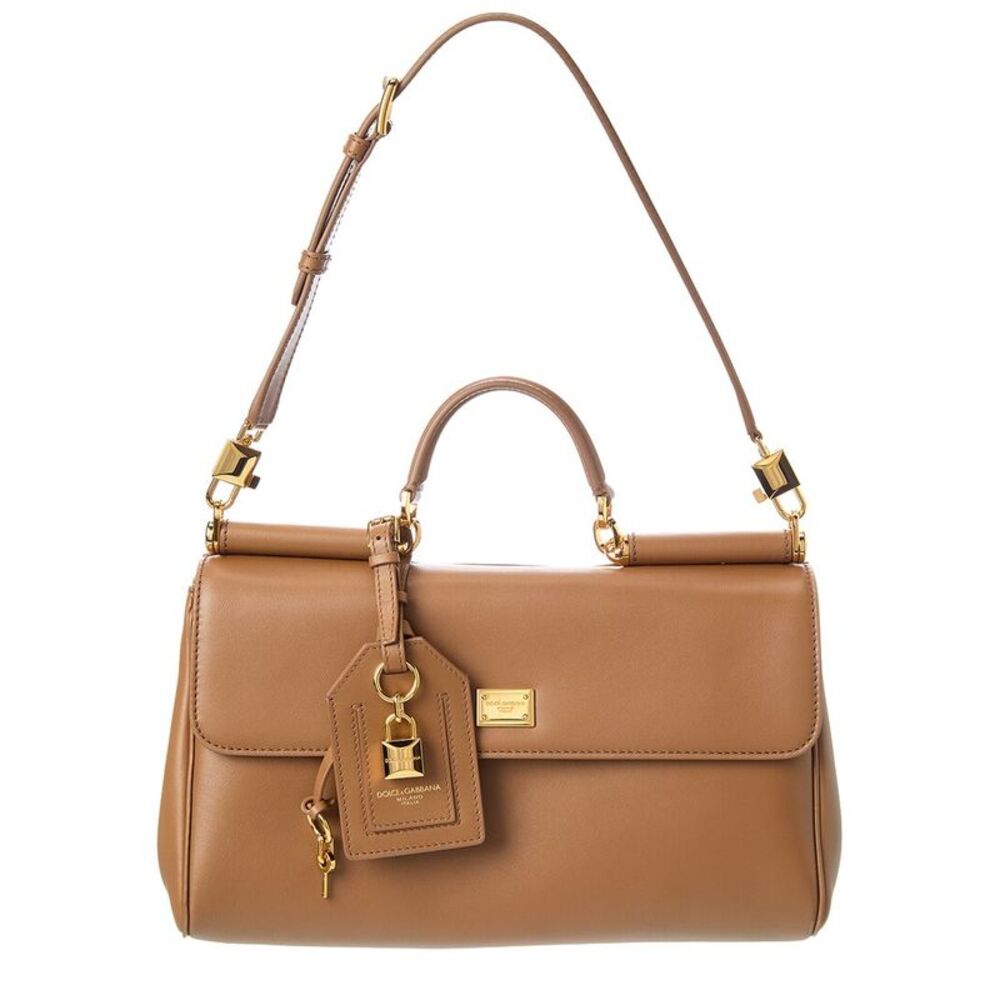 Dolce & Gabbana My Sicily Leather Satchel, Brown